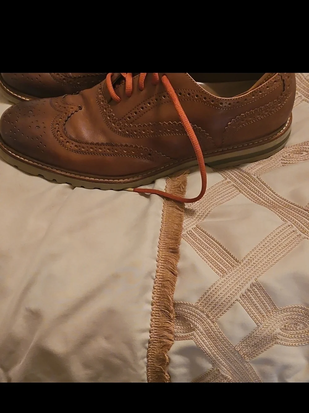 Kenneth Cole Brown Leather Derby Shoes with Orange Laces